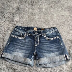 Studio 5 Shorts Womens 20 Denim Rolled Hem Blue Studs